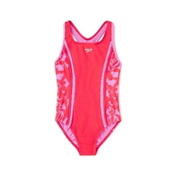 Speedo Splice Racerback One Piece Bittersweet print 10 NWT IN PACKAGING - Picture 1 of 9